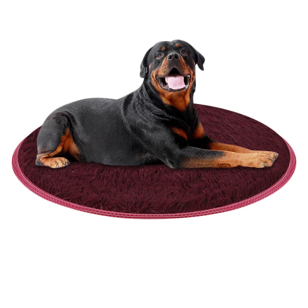 Coussin de chenil pour chien, chiot, chat, coussin de lit en molleton de corail, couverture chaude et douce, lit rond pour chiens de grande taille, lavable 2431444