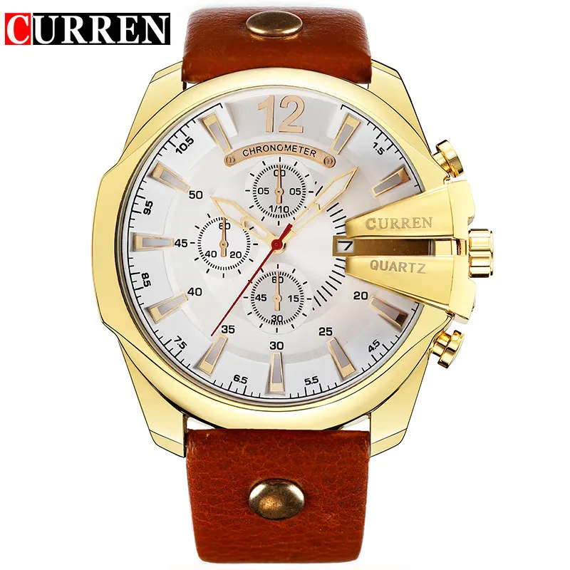 Curren Men's Casual Sport Quartz Watch Mens Watches Top Brand Luxury Quartz-Watch Leather Strap Military Watch Wrist Male Clo244a