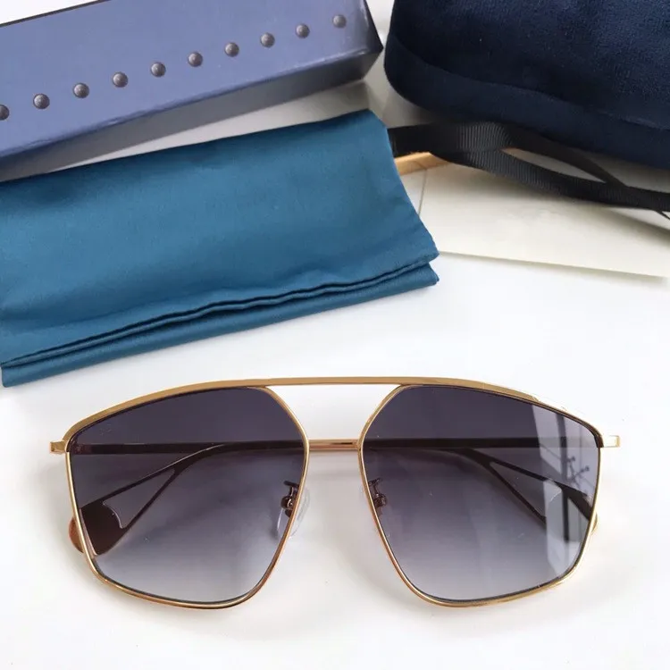 Óculos de sol de metal em formato irregular G0437SA UV400 para homens e mulheres 60-14-145 modelo de designer de moda fullset case fre300S