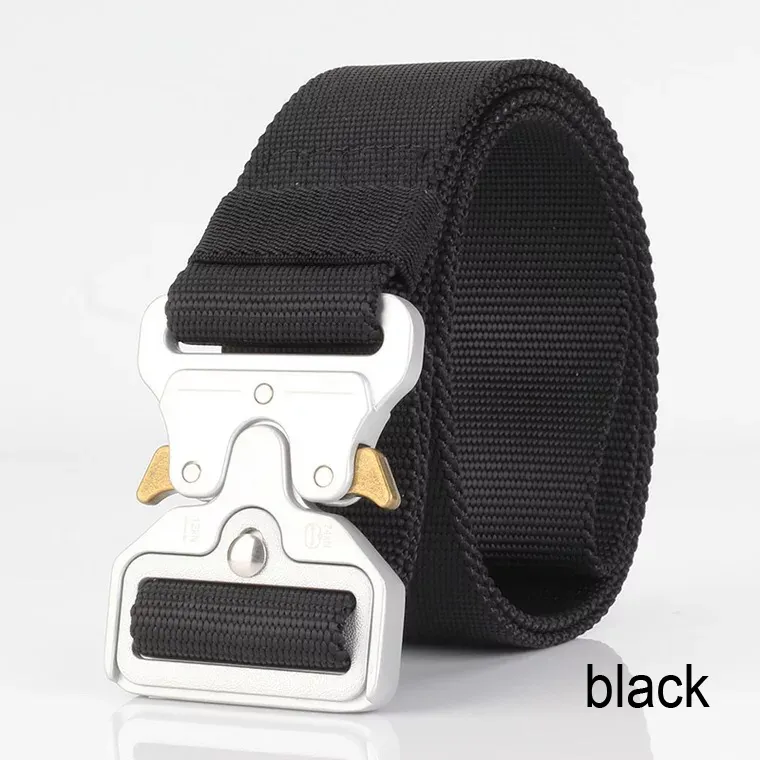 2019 Tactical Belt 1 77'' width Military Style Webbing Riggers Web Belt Heavy-Duty Quick-Release Metal bigger Buckle fre286O