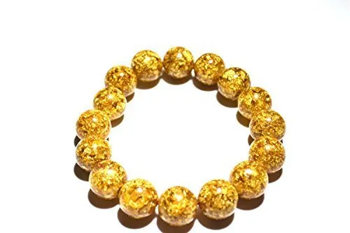 24k Gold Foil Beads Bracelet 12mm Gemstone Female Fashion Temperament Jewelry Gems Accessories Gifts Whole9049269