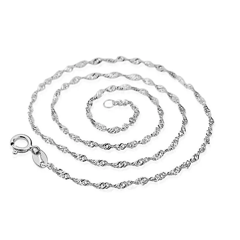 1 mm vatten vågkedjor 925 sterling silver halsband mode gör-det-själv smycken för hänge kvinnor flicka fest julklappar 16 18 tum