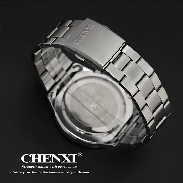 Chenxi Brand Top Original Men Watchesファッションカジュアルビジネスオスの腕時計ステンレス鋼製クォーツマンウォッチRelogio Masculino284a