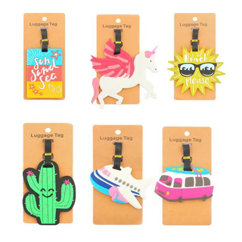 10 stcs Travel Accessories Creative Bagage Tag Animal Cartoon Silica gel koffer id addres houder