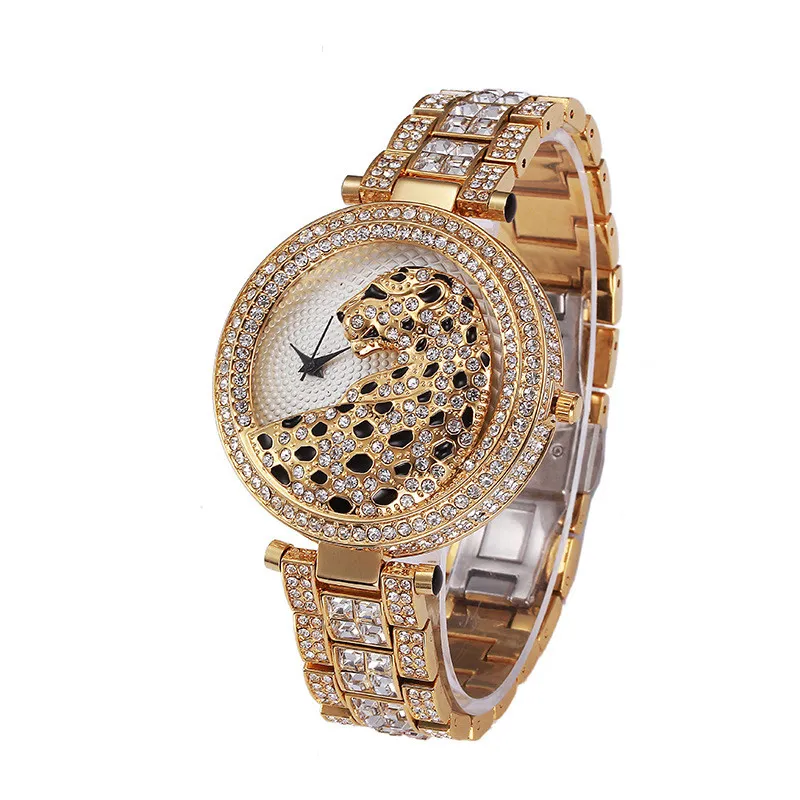 Роскошные дизайнерские ювелирные изделия женские часы с бриллиантами и леопардовым принтом Золотой браслет Наручные часы Роскошные часы красивые повседневные новые женские часы310L