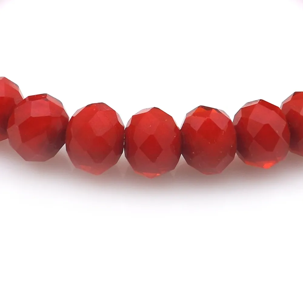 Ciemna czerwono 8 mm fasetowana kryształowa bransoletka dla kobiet dla kobiet proste bransoletki rozciągliwe Whole283N