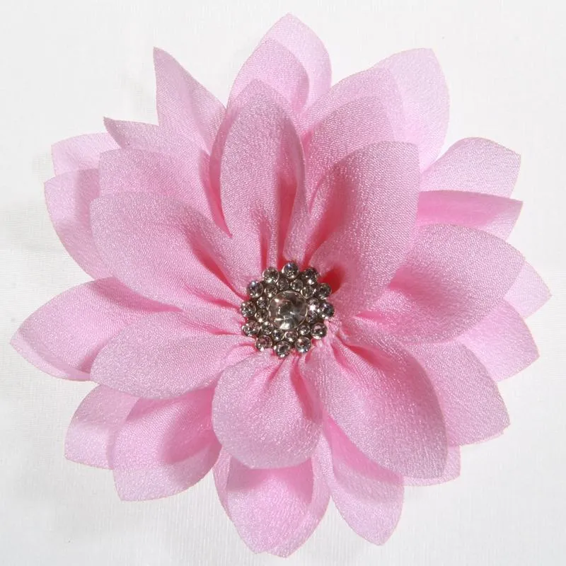 9cm nouveau-né fleurs de feuille de lotus avec strass pour bandeaux fleur en tissu artificiel pour pinces à cheveux accessoires de cheveux bricolage seulement Fl224j