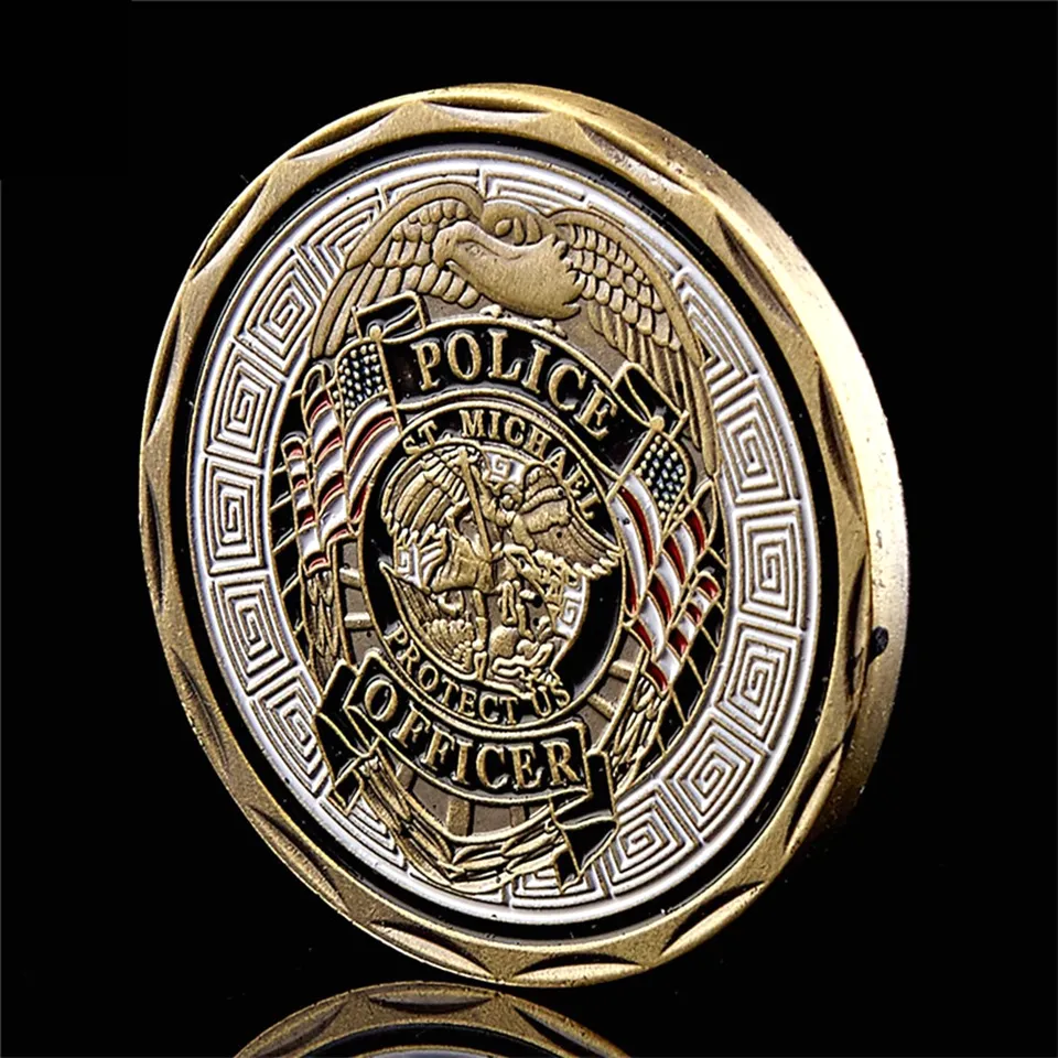 5 pezzi St Michael Protect Ufficiale di polizia statunitense artigianato Oro commemorativo Placted Multicolor Challenge Coin Collectible Gifts2000212