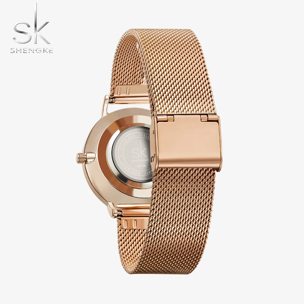 Shengke Women Fashion Quartz Quartz Watch Lady Mesh -watch -полоса высококачественная повседневные водонепроницаемые наручные часы для жены 2019228H