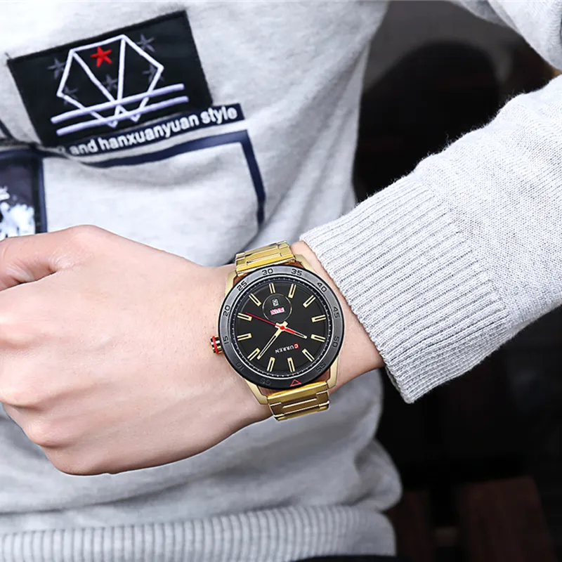 CURREN 2019 montres pour hommes Style décontracté horloge Date montre-bracelet à Quartz avec acier inoxydable Design classique cadran rond 44 mm326K