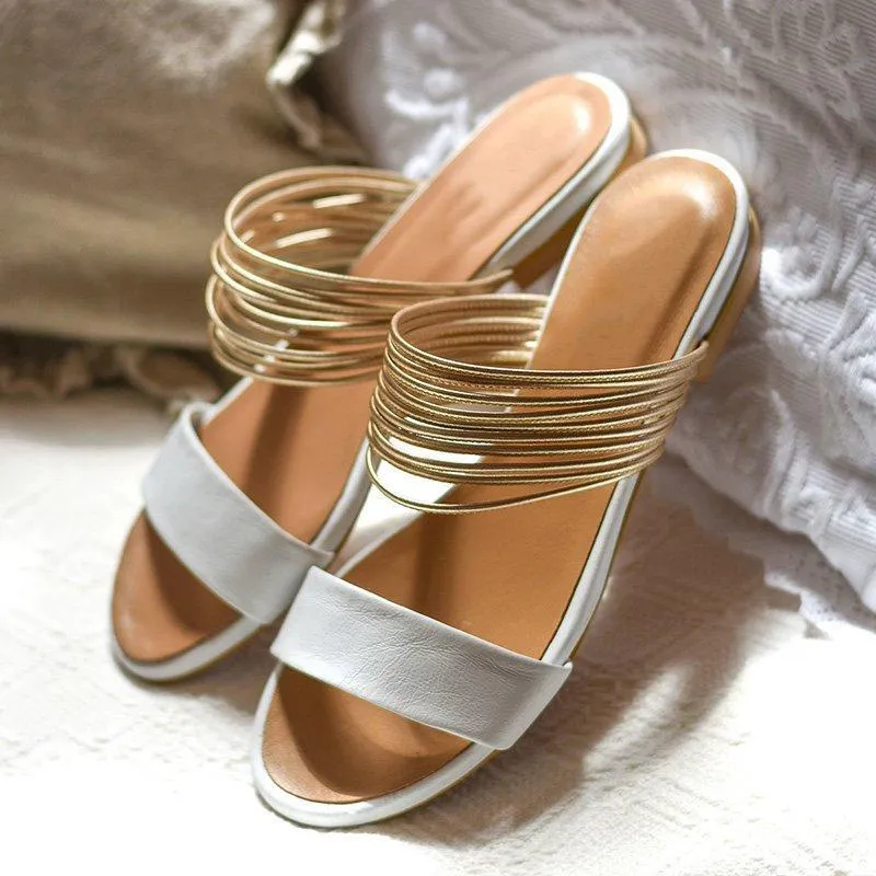 Kvinnor Rom Sandaler Nya sommar Hot Retro Wedges Nonslip Slippers Ladies Party Office Shoes Beach Sandals Slides2140508