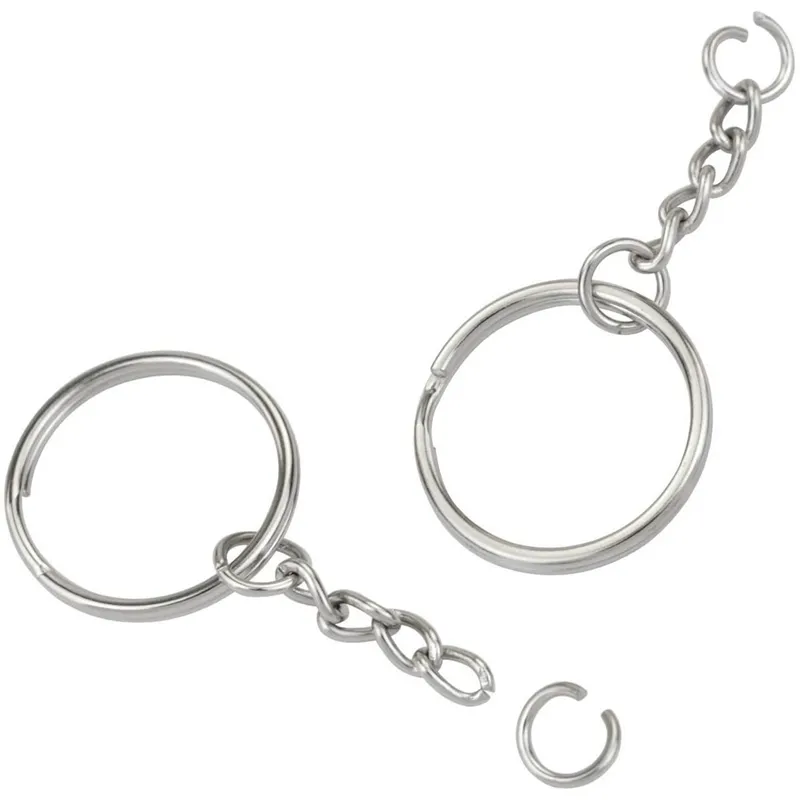 200 anillos de llavero divididos con cadena de plata y anillos de salto abiertos a granel para manualidades DIY 1 pulgada 25 mm2672