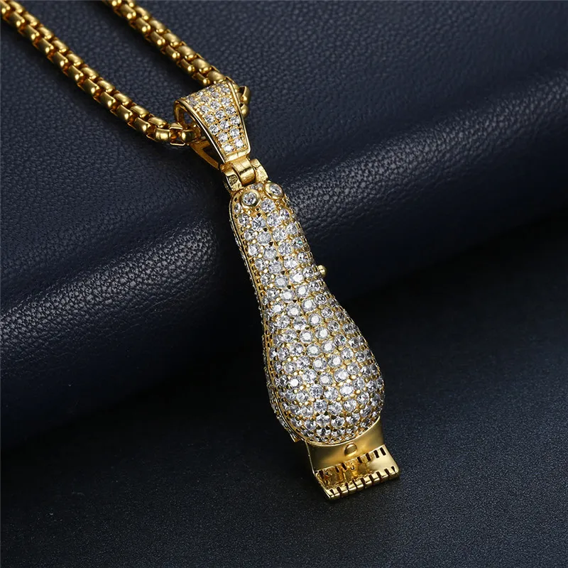 Ciondolo rasoio 3D ghiacciato Hip Hop placcato oro argento micro pavimentato gioielli con ciondoli bling2164