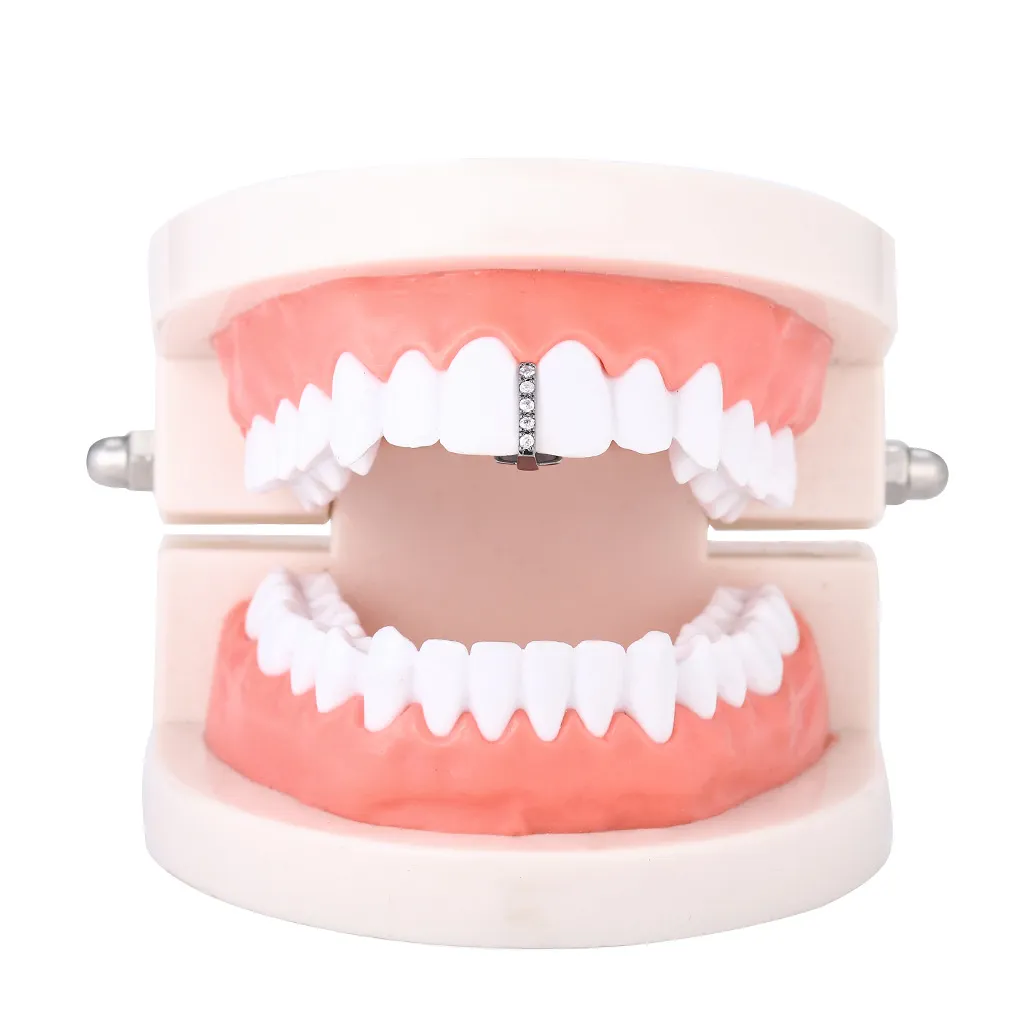 New Silver Gold Plated Cross Hip Hop cz Single Teeth Grillz Cap Top Grill for Halloween Fashion Party Jewelry319L