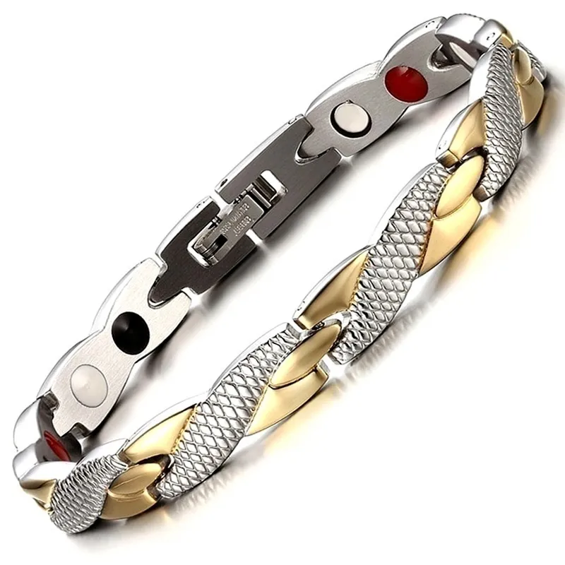Diseño de dragón Turmalina Magnética Salud Pulsera Unisex Bracelet de acero inoxidable7598494