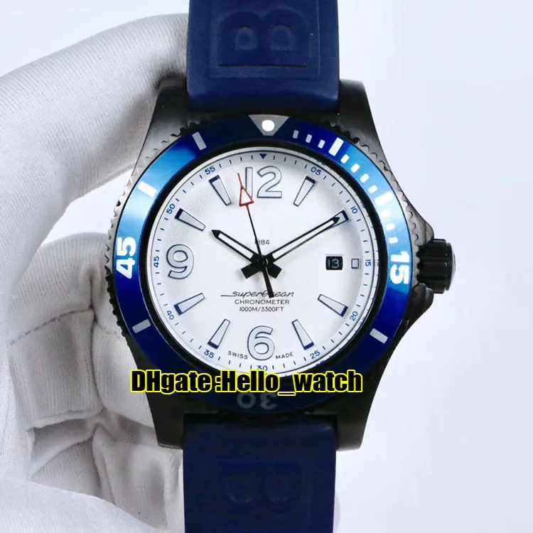 Nowy super ocean data pvd czarna stalowa obudowa M17368D71C1S1 Blue Dial Automatyczna męska zegarek gumowy pasek Wysokiej jakości Zegarki Hel235p
