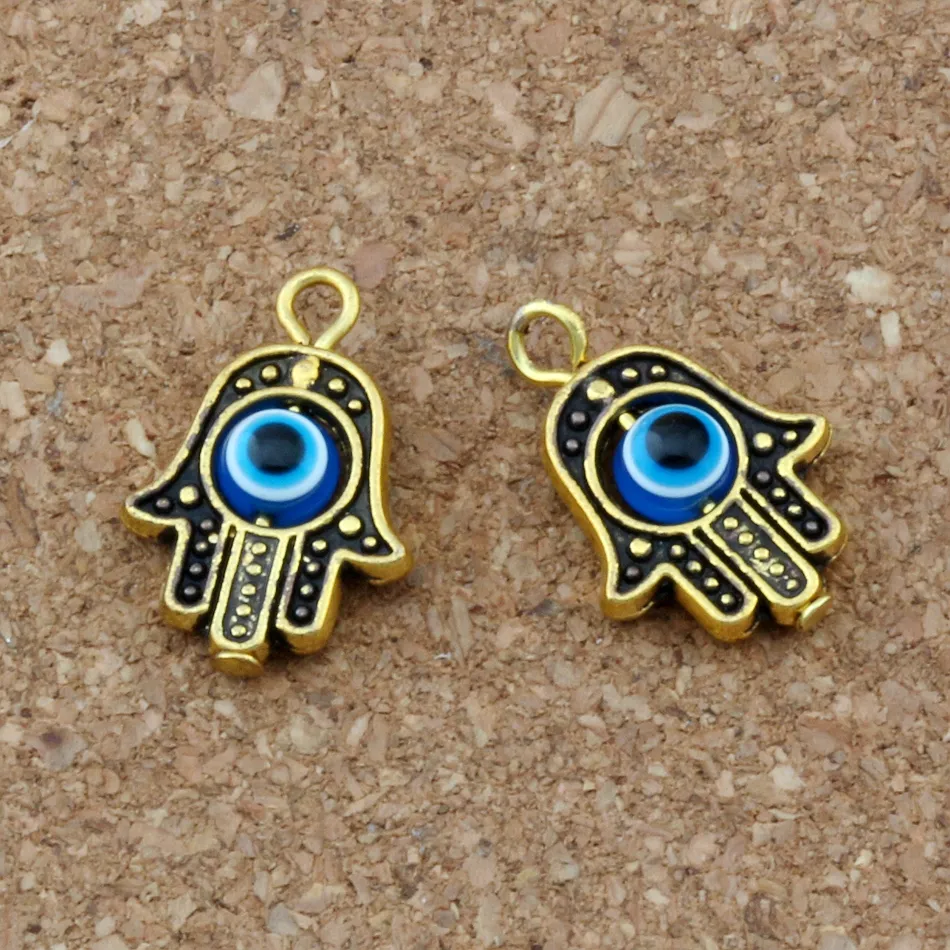 90 pçs hamsa mão olho azul talão kabbalah boa sorte pingente jóias diy ajuste pulseiras colar brincos 18 2x12 8mm 3 cores A-3266v