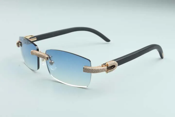 2020 nouveaux hommes et femmes mêmes lunettes de soleil lunettes de personnalité pleines de diamants T3524012-24 lunettes de soleil de luxe sans bordure noir naturel woo190W