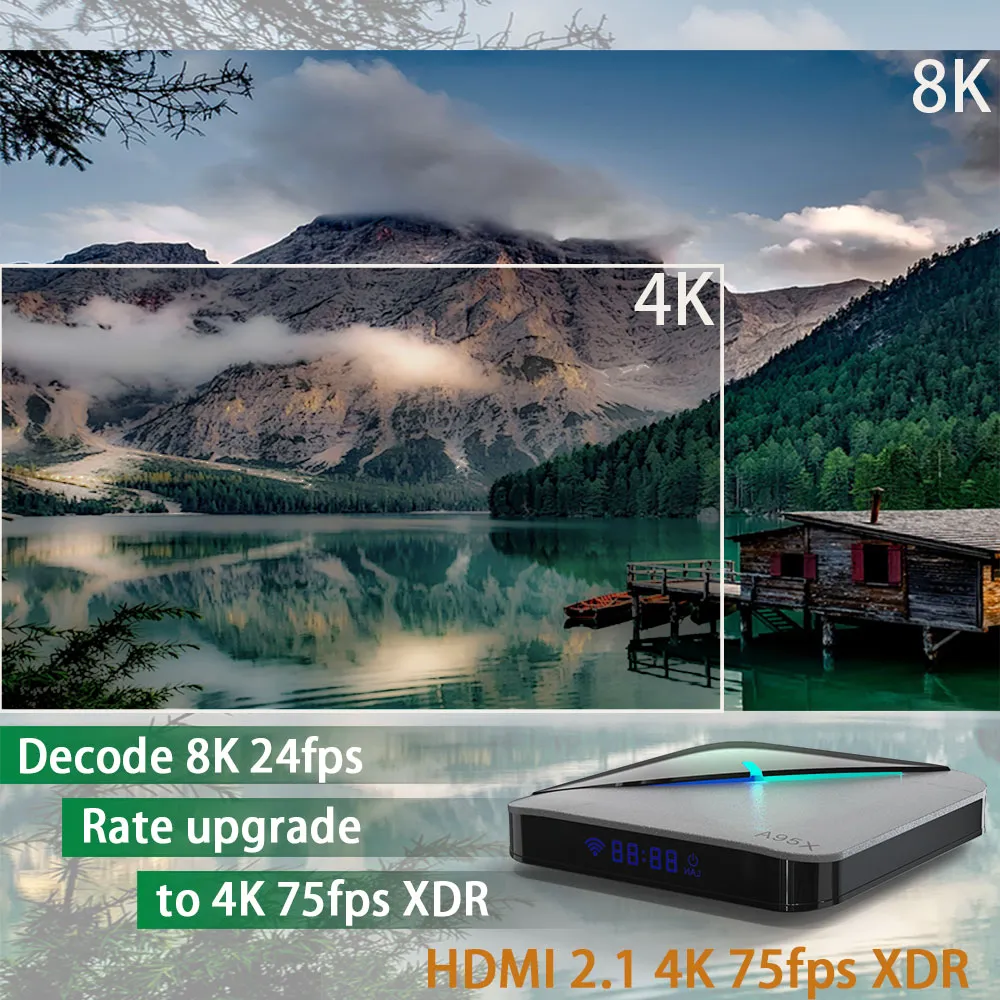 A95X F3 Air 8K Android 9.0 TV BOX Amlogic S905X3 4K wifi 4GB 16GB 32GB 64GB RGB Light TV Box con comandi vocali