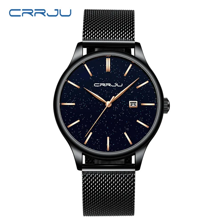 Новые роскошные бренд Crrju Men Watch Mens Gold Pointer Watch Watches Случайные платья Кварцевые наручные часы Relogio Masculino255i