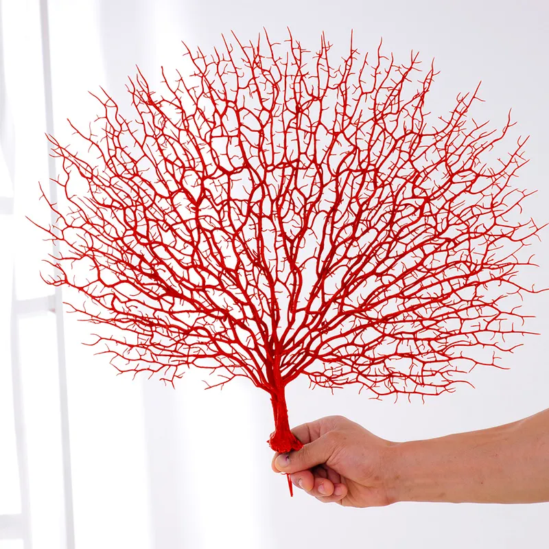 45 cm sztuczna plastikowa gałąź drzewa biała koralowe dekoracje ślubne Dekoracja domowa symulacja pawi koralowa suszona gałąź fałszywa PLA219E