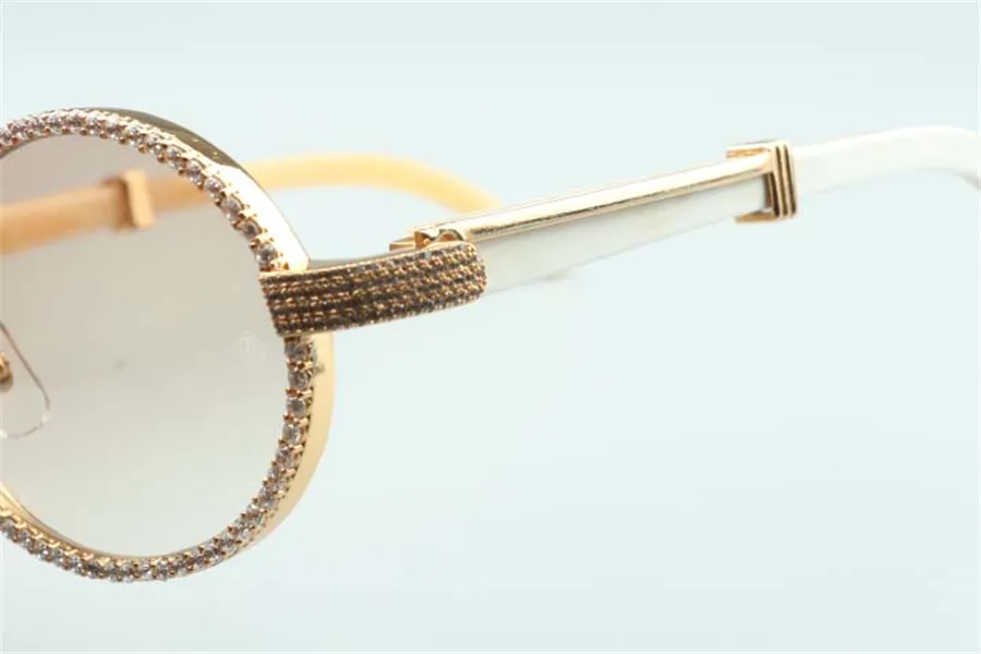 2020 جديدة طبيعية بيضاء بوفالو قرون النظارات الشمسية 7550178-ب جودة عالية الكاملة الماس الملي