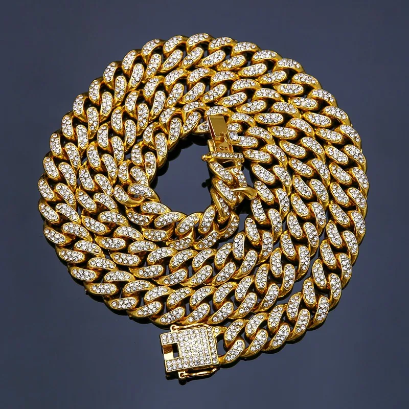 Mens Iced Out Chain Hip Hop smycken halsband armband guld silver miami kubanska länk kedjor halsband264n