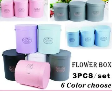 Embalagem de flores redondas caixas de papelão lembranças de festa de casamento vender embrulho de presente seis cores escolher 3 peças set331Z