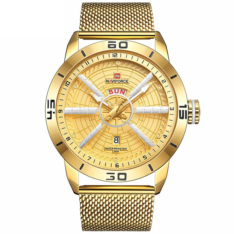 Naviforce Brand Luxury Sports Watches Men Mens en acier inoxydable Montres en acier masculin Watch Business Watch Relogio Masculin241a