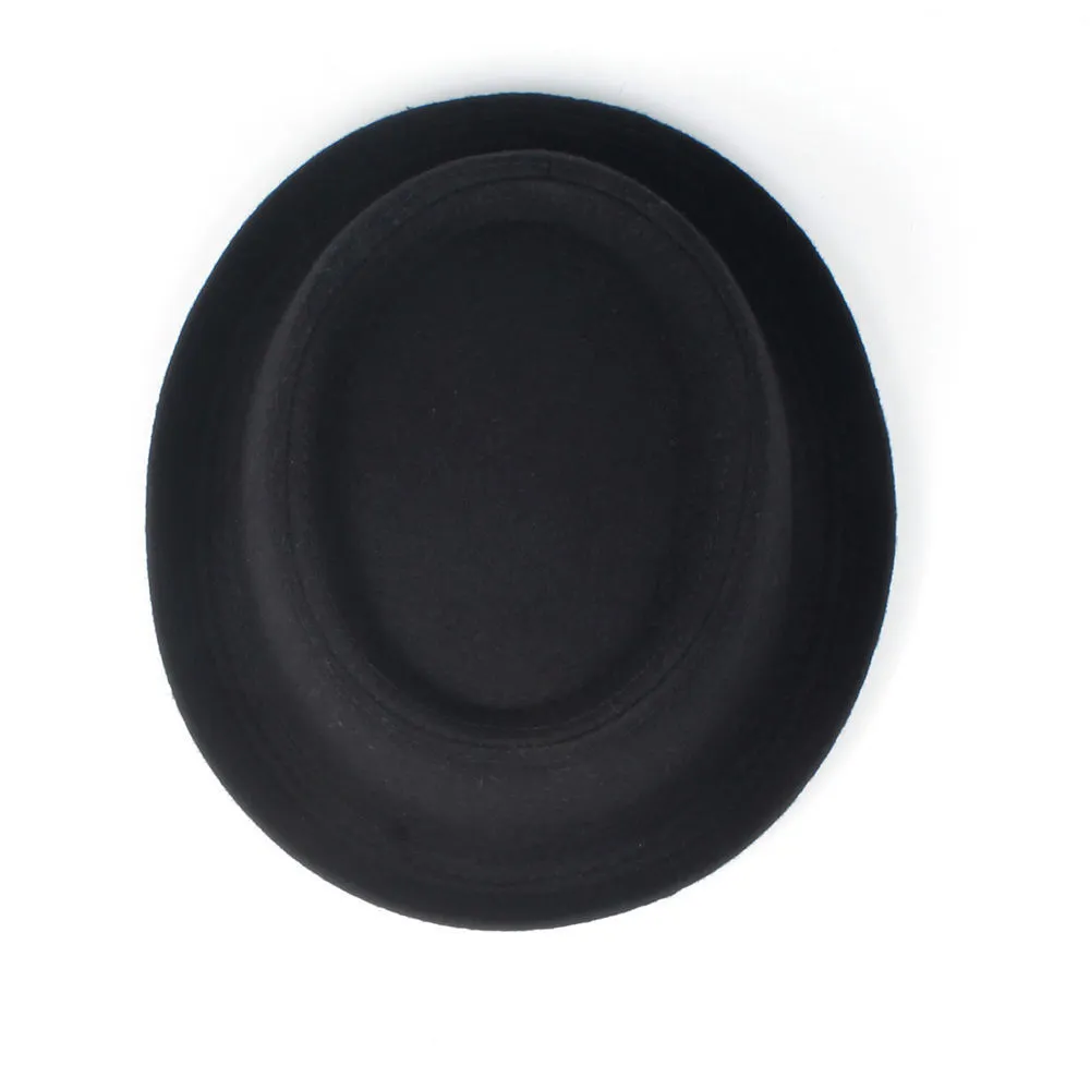 100 шерстяная мужская шляпа со свиным пирогом для папы, зимняя черная шляпа Fedora для джентльмена, плоский котелок, цилиндр с свиным пирогом, размер S M L Xl Y190705039029877