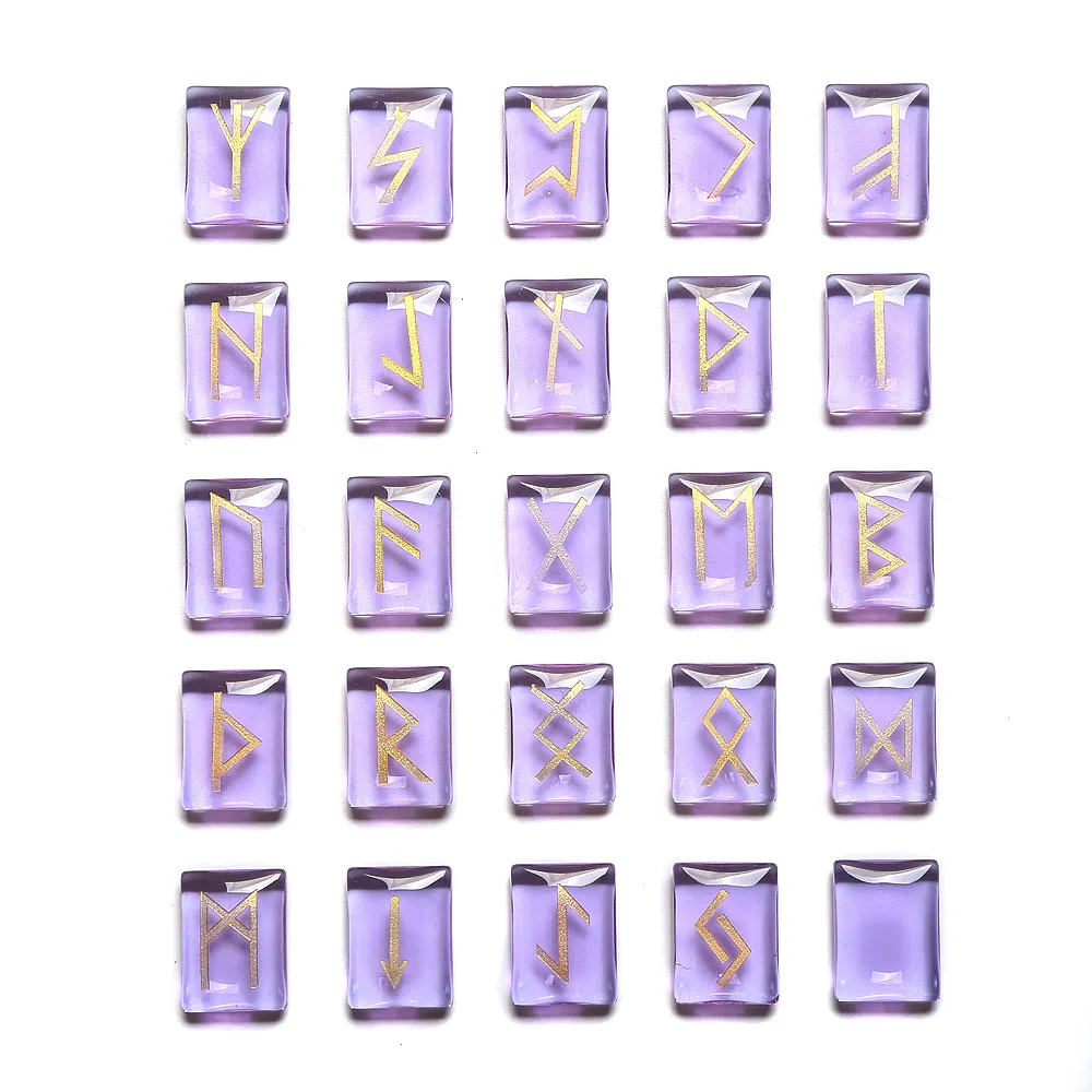 25 stcs Crystal Stone Viking Runen Amulet Set Runi Divination Reiki Healing Divination Tumbled Stones kralen308B