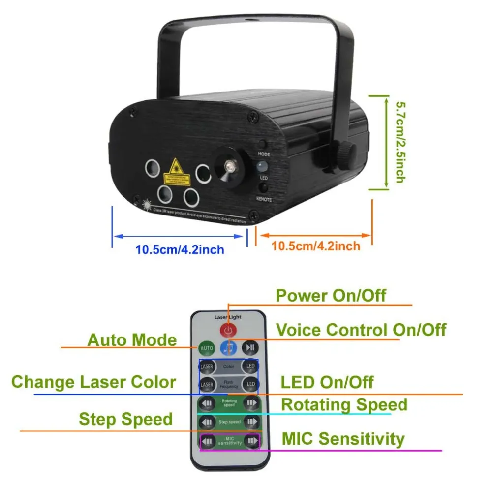 Sharelife 4 Objektiv Mini 80 RGRG Muster Laserlicht Musik Fernbedienung Motor Geschwindigkeit DJ Gig Party Home Show Bühnenbeleuchtung 80RG