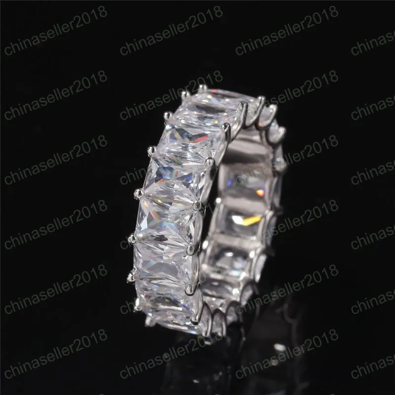 Iced Out Hiphop CZ Stein Ringe Bling 18K vergoldeter Diamant 925 Sterling Silber Ring Herren Hip Hop Schmuck268c