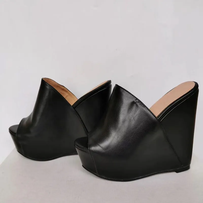 Ronitc Handmade Женская платформа MULE SOODALS BELGE BELGES High Caels Сандалии открытыми пальцами Элегантные черные вечеринки Обувь для женщин США плюс размер 5-20