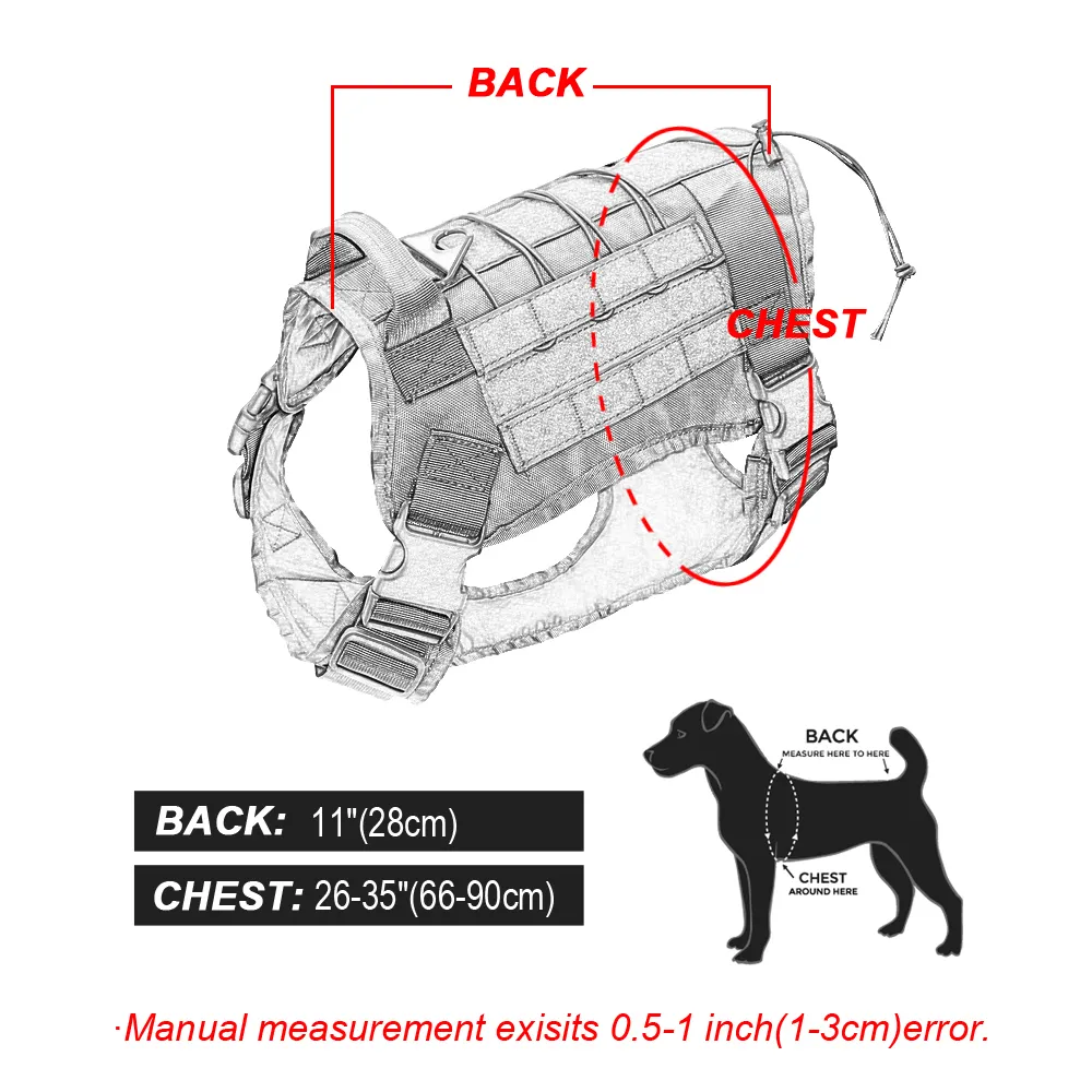 Military Tactical Dog Harness K9 Working Dog Vest Nylon Bungee Leash Lead Training Running For Medium Large Dogs German Shepherd Q2313