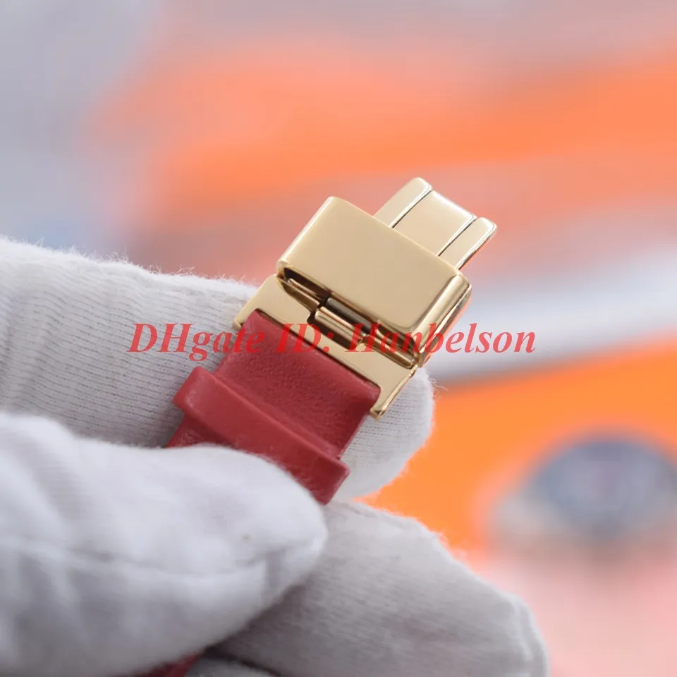 Mode Red Damen Luxus Uhren Frau Quarz orologio di lusso hochwertiger Stahlhülle Lederband Klappschnalle Armbandwatch2699