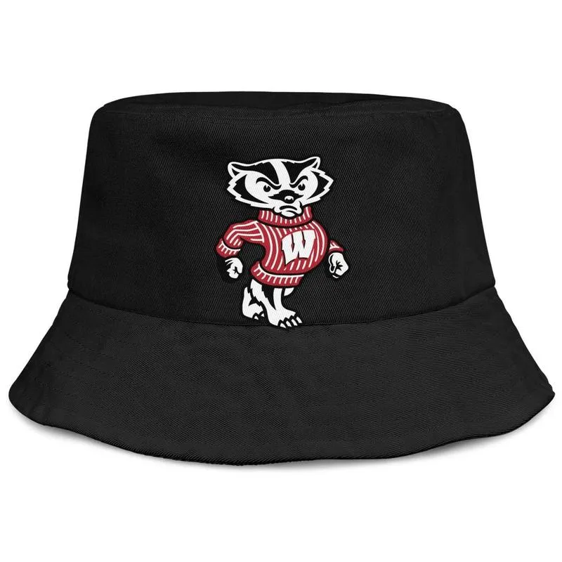 Wisconsin Badgers Football Logo Mens and Women buckethat cool vanlig hink baseballcap guld mesh241v