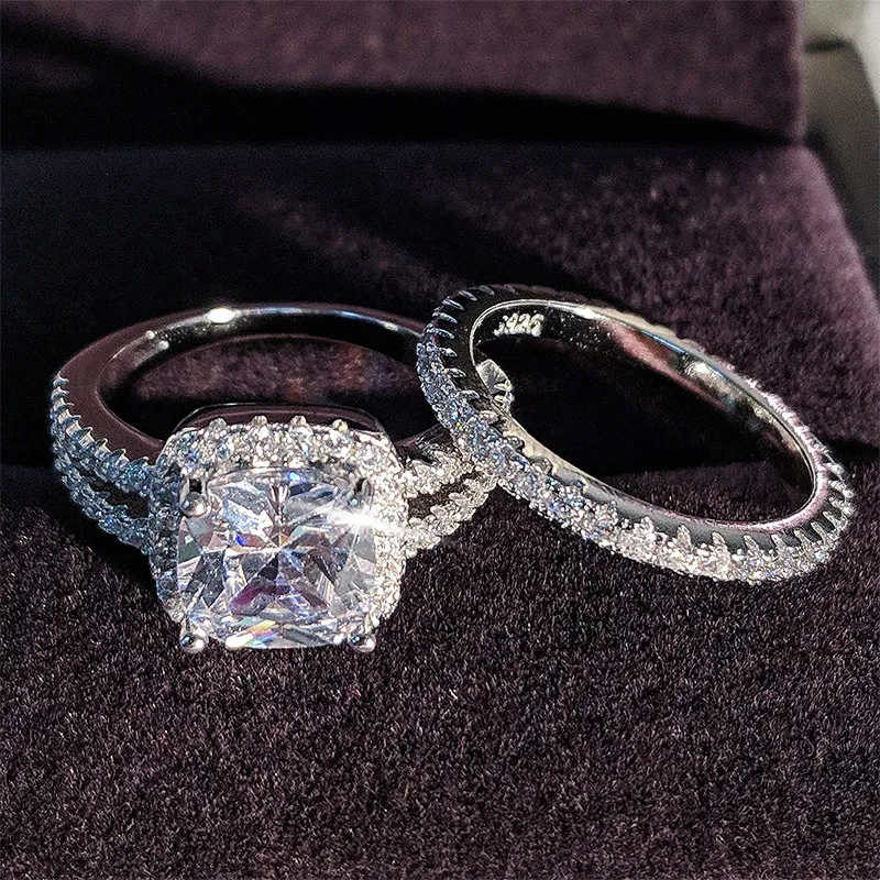 Набор обручальных колец из стерлингового серебра 925 пробы 3 в 1, кольцо для женщин, обручальные свадебные модные украшения на палец Moonso R4627246U