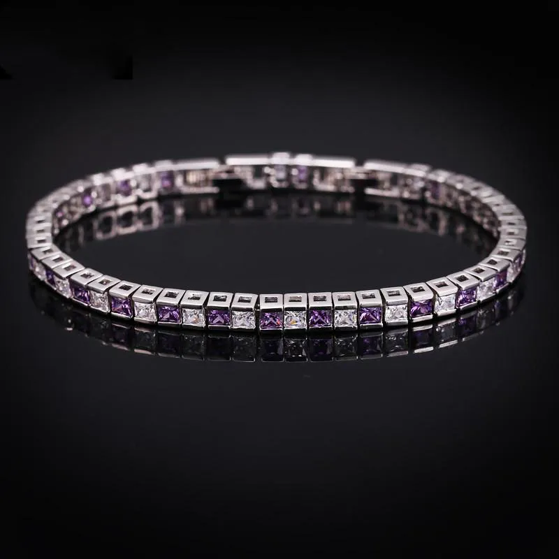 New Trendy White Gold Plated Square CZ Tennis Braclet for Girls Women for Party Wedding Gift for Friend251r