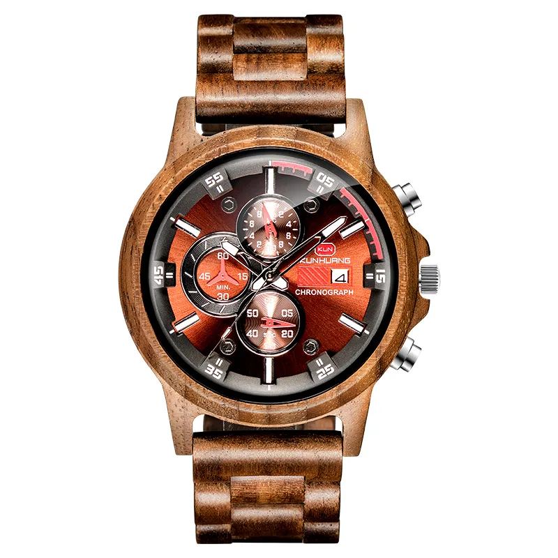 Top montre-bracelet en bois mâle Relogio Masculino montres hommes 2019 montre en bois Sport horloge numérique hommes Watches3102