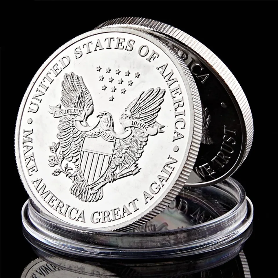 Président américain Donald Trump Liberty Craft en Dieu Nous avons confiance en argent plaqué 1Oz Pièce commémorative de nouveauté