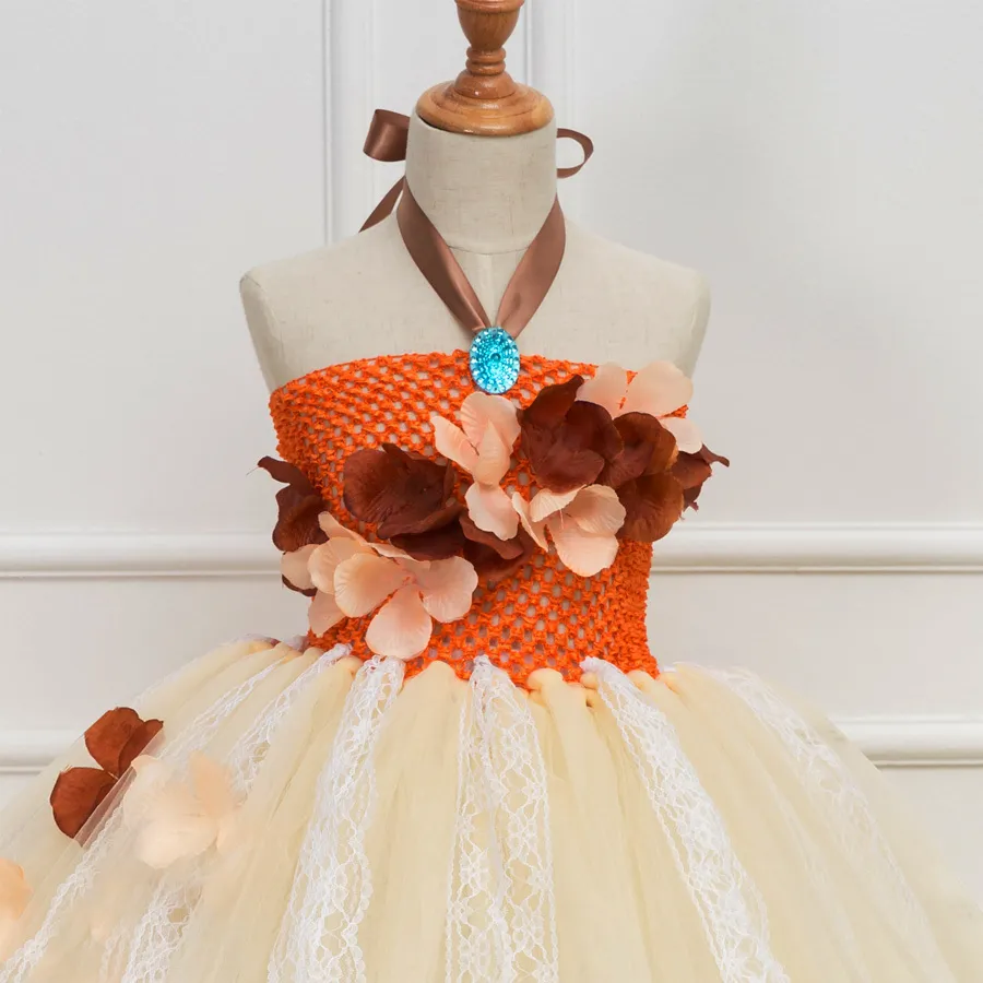 Princess Moana Tutu -jurk voor meisjes verjaardagsfeestje verkleed kanten tule bloemenmeisje jurk kinderen Halloween cosplay kostuum T20062307P4655842