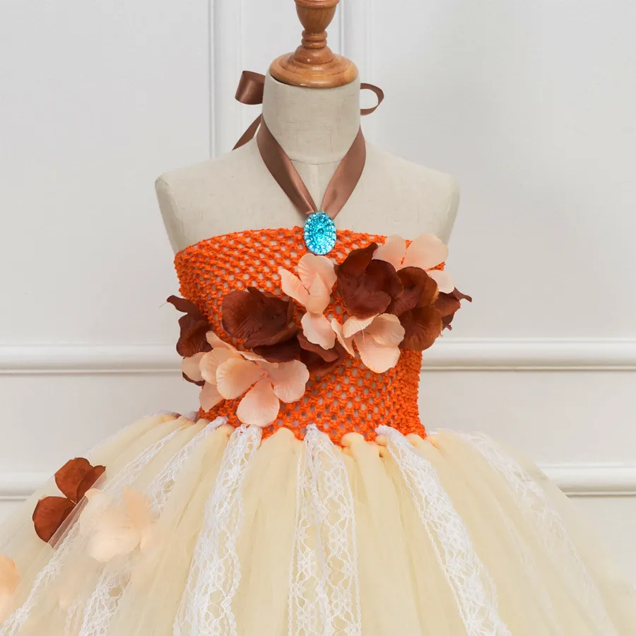 Prinzessin Moana Tutu Kleid für Mädchen Geburtstagsfeier Dress Up Spitze Tüll Blumenmädchen Kleid Kinder Halloween Cosplay Kostüm T20062307p2065855