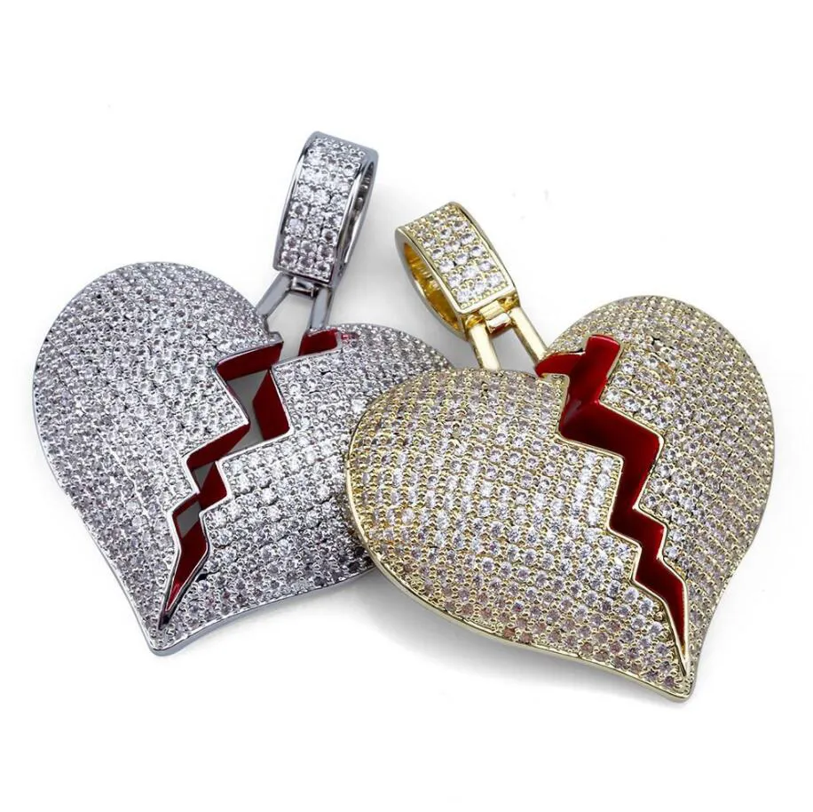 Joyería de hip hop con cadenas heladas de circón, collar con colgante de corazón de amor de alto grado Vintage, joyería de acero inoxidable para hombre entero 220J