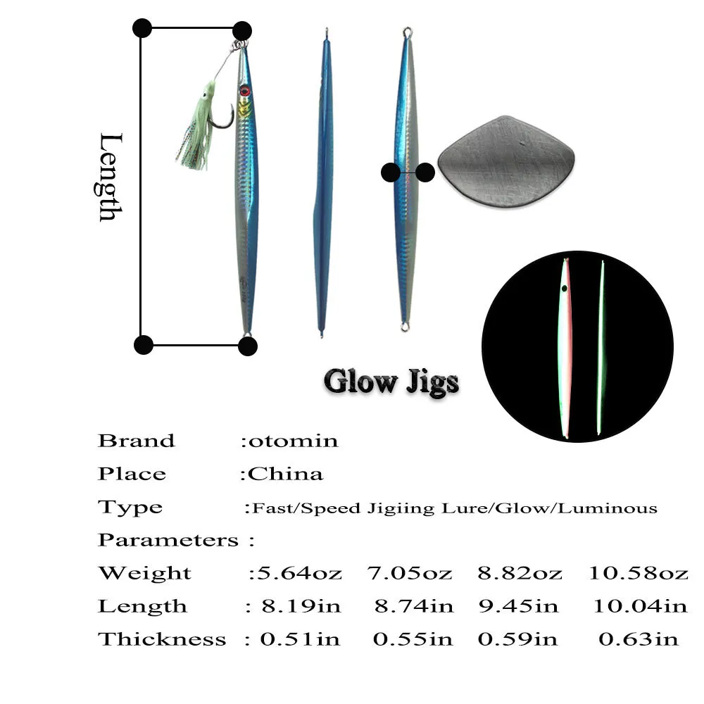 Hızlı Jiging Cazibesi Batan Dikey Glow Jigs Bir Set 160G200G250G300G Hız Düşen Jig Tuzlu Su Yapay Metal Balık Cazibesi T200602