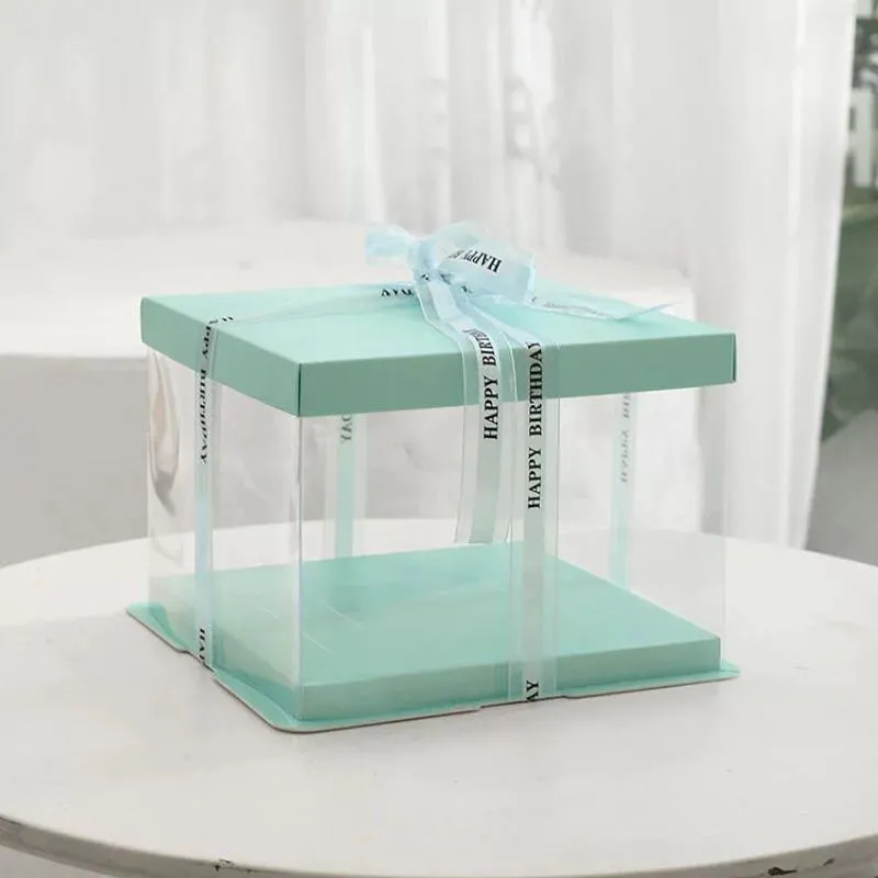 Boîte à gâteaux transparente 6 pouces 8 pouces 10 pouces, boîte d'emballage de gâteaux en plastique, boîtes d'organisation et boîtes d'emballage, bricolage, cadeau de mariage 271E