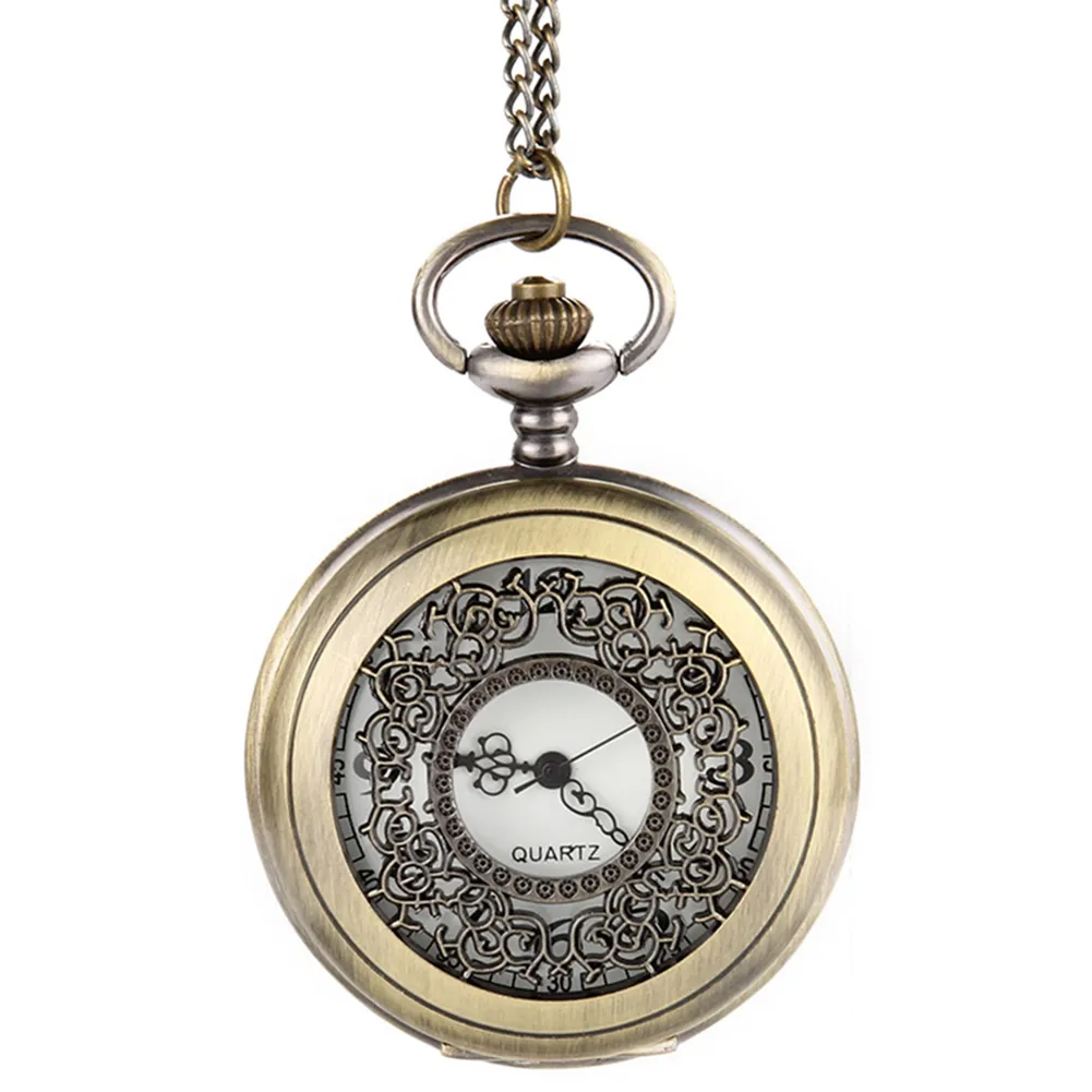 Винтажные стимпанк полые цветочные кварцевые карманные часы ожерелье кулон-цепочка часы подарки FS99264e