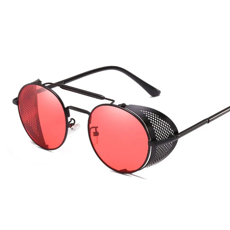 Occhiali da sole a vapore di lusso-recongipunti goggle designer rotondo a vapore punk shields in metallo occhiali da sole uomini donne uv400 gafas de sol243d