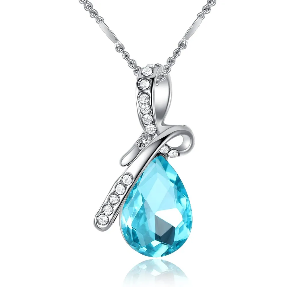 Bijoux fantaisie 2 couleurs Long cristal coeur pendentif collier chaîne pour femmes amour colliers pendentifs Collares