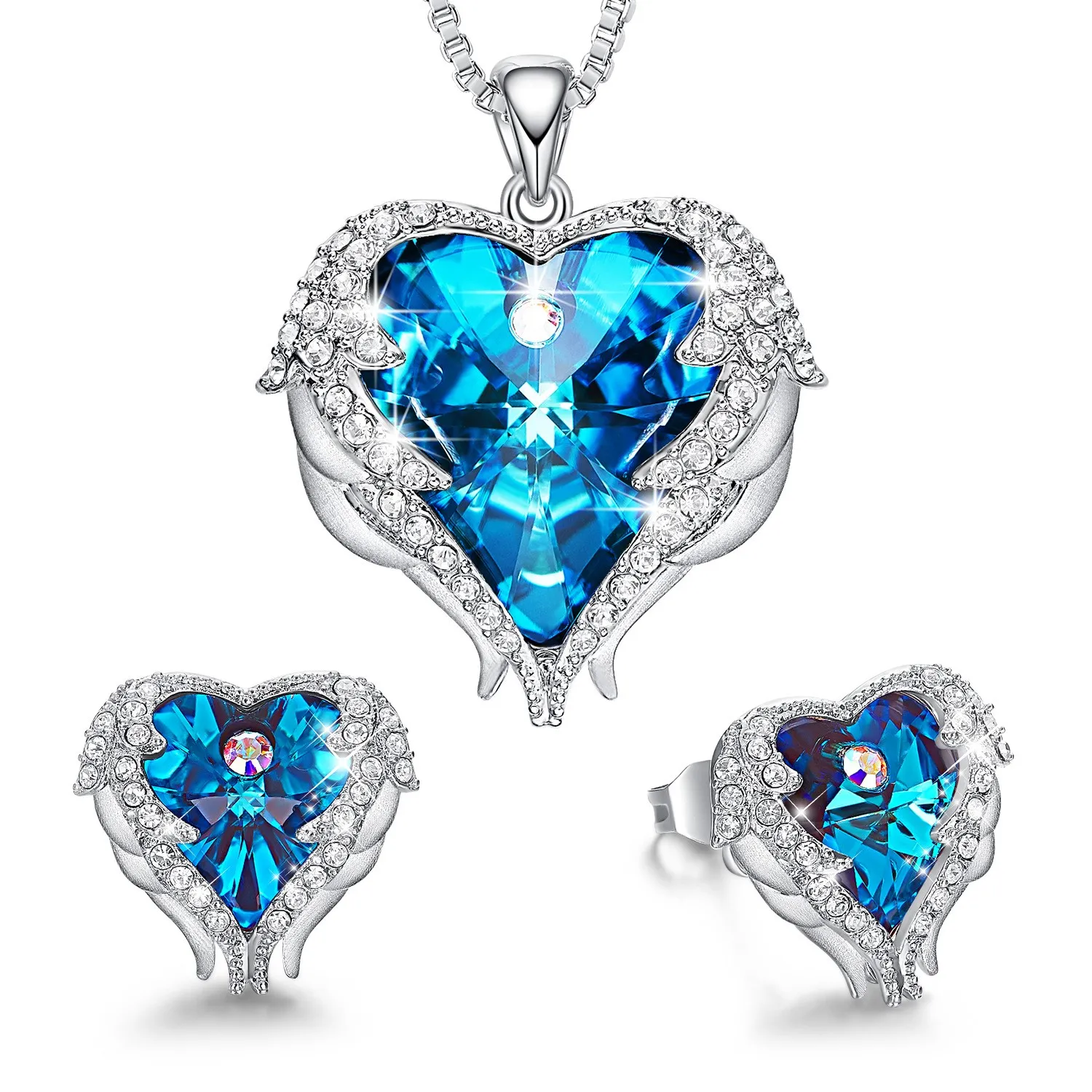 Bijoux de créateur de luxe Collier Crystal Heart Moucles d'oreilles Iced Out Pendant Engagement Mariage Bling Diamond Girl Fashion S240A